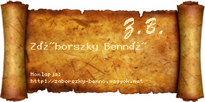 Záborszky Bennó névjegykártya